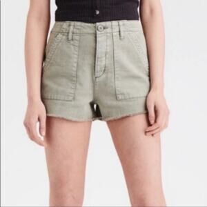 American Eagle Olive Green Cotton Button Fly Cutoff Rectangular Pockets Shorts